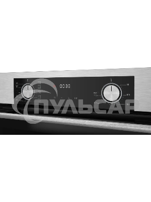 Встраиваемый духовой шкаф Kuppersberg HF 610 BX 60 см, 80 л, 10 режимов, эмаль легкой очистки, поворотные переключатели, телескопические направляющие на 1 уровне, черный - нержавеющая сталь