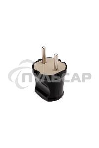 Вилка прямая без з/к 6А черная Rexant