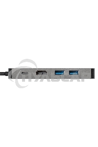 Док-станция ExeGate DUB-21C/PD/HL (кабель-адаптер USB Type-C --> 2xUSB3.0 + PD 100W + HDMI 4K@60Hz + Lan RJ45 10/100/1000Mb, Plug&Play, серая)