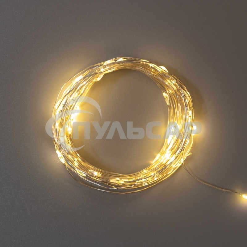 Гирлянда Neon-night Роса 10м, 100 LED, теплый белый, IP44, на батарейках 3хАА, с пультом 8 режимов