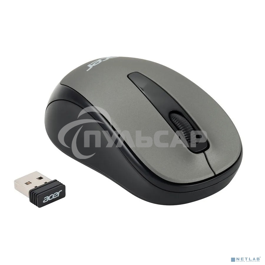 Мышь беспроводная Acer OMR134 серый, 1000 dpi, радиоканал, USB, кнопки - 3