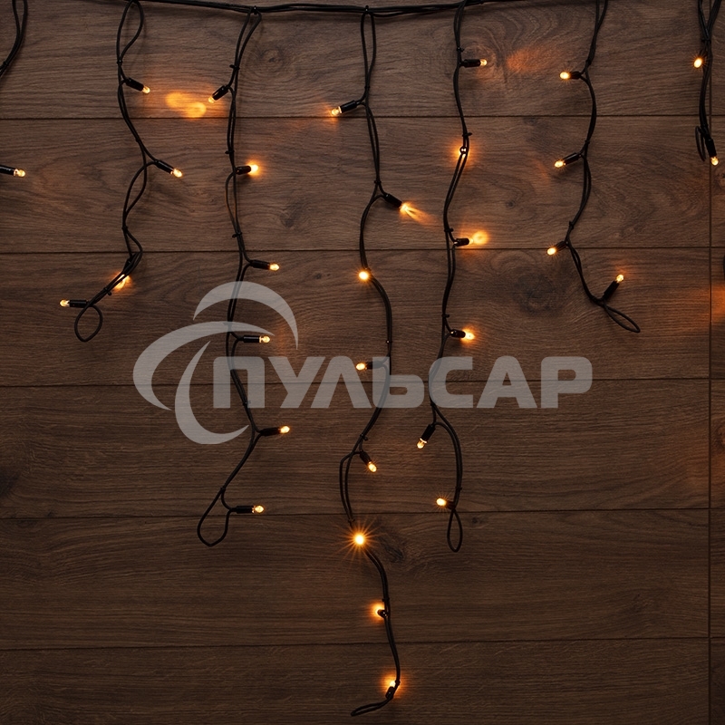 Гирлянда Neon-night Айсикл (Бахрома) светодиодная 3,2х0,9 м, 120 LED, черный провод каучук, теплое белое свечение