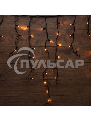 Гирлянда Neon-night Айсикл (Бахрома) светодиодная 3,2х0,9 м, 120 LED, черный провод каучук, теплое белое свечение