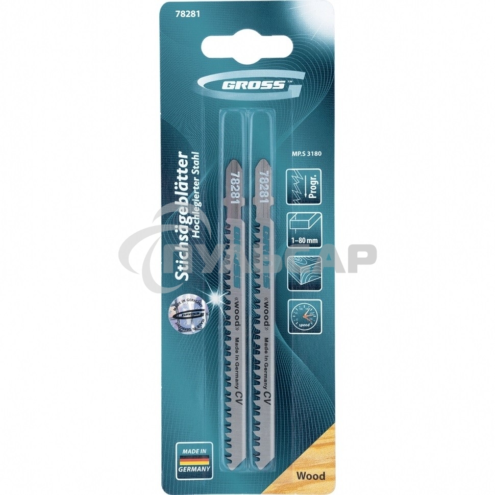 Полотна для электролобзика по дереву, 2 шт. ( 3180 ) Gross