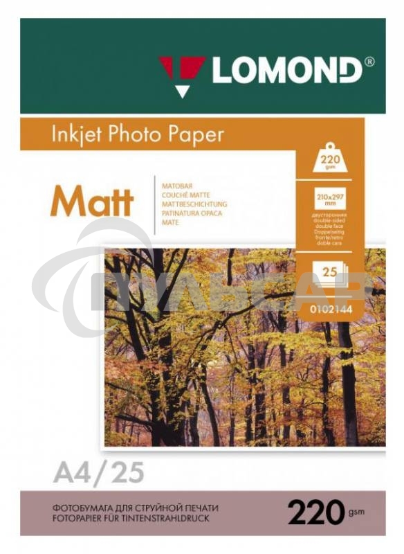 Фотобумага Lomond 0102148 A4/220г/м2/25л./белый матовое/матовое для струйной печати