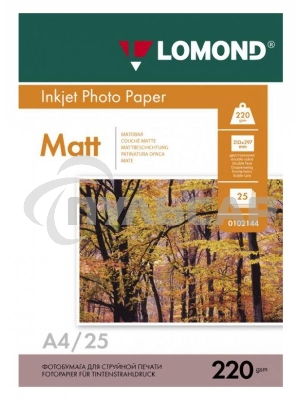 Фотобумага Lomond 0102148 A4/220г/м2/25л./белый матовое/матовое для струйной печати