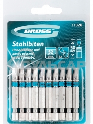 Набор бит GROSS 11326sl6.0х50 сталь s2 10шт