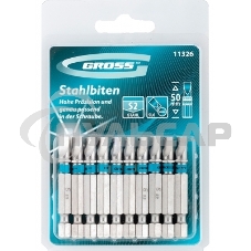 Набор бит GROSS 11326sl6.0х50 сталь s2 10шт Набор бит GROSS 11326sl6.0х50 сталь s2 10шт
