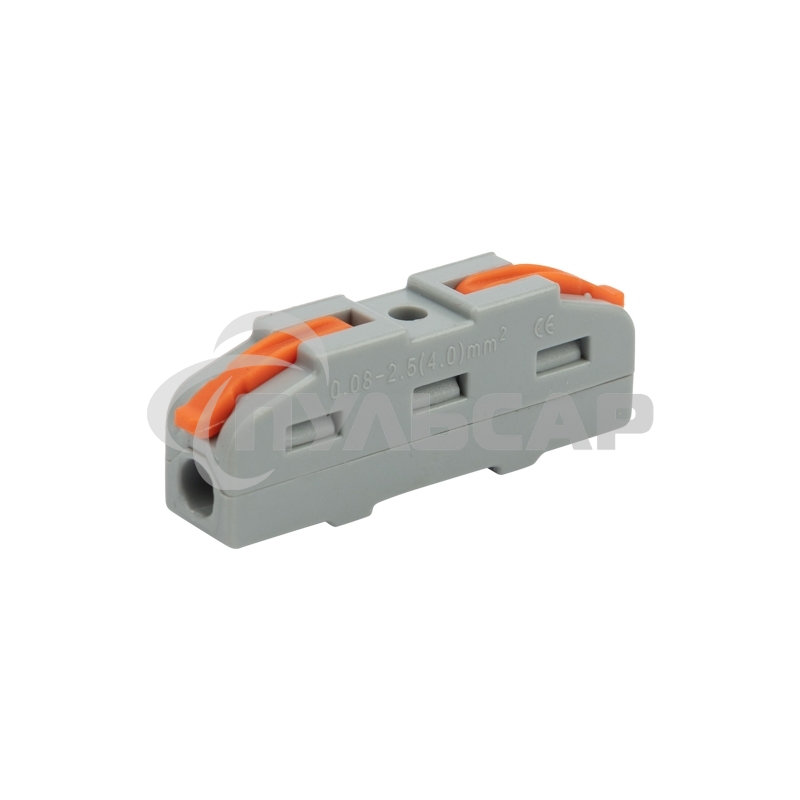 Соединительная клемма многоразовая проходная 1 полюс, серая (0,08-4 мм²) (50 шт./уп.) Rexant