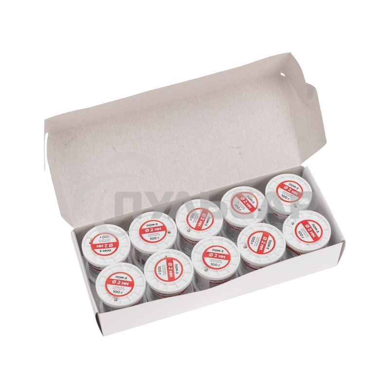 Припой ПОМ-3, 100г, Ø2мм, (олово 97%, медь 3%), бессвинцовый, ГОСТ 21931-76, катушка Rexant