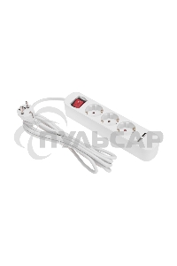 Удлинитель STANDARD 3 гнезда, 3м, 3х1,0мм², с/з, с выключателем, 2 USB, белый Rexant