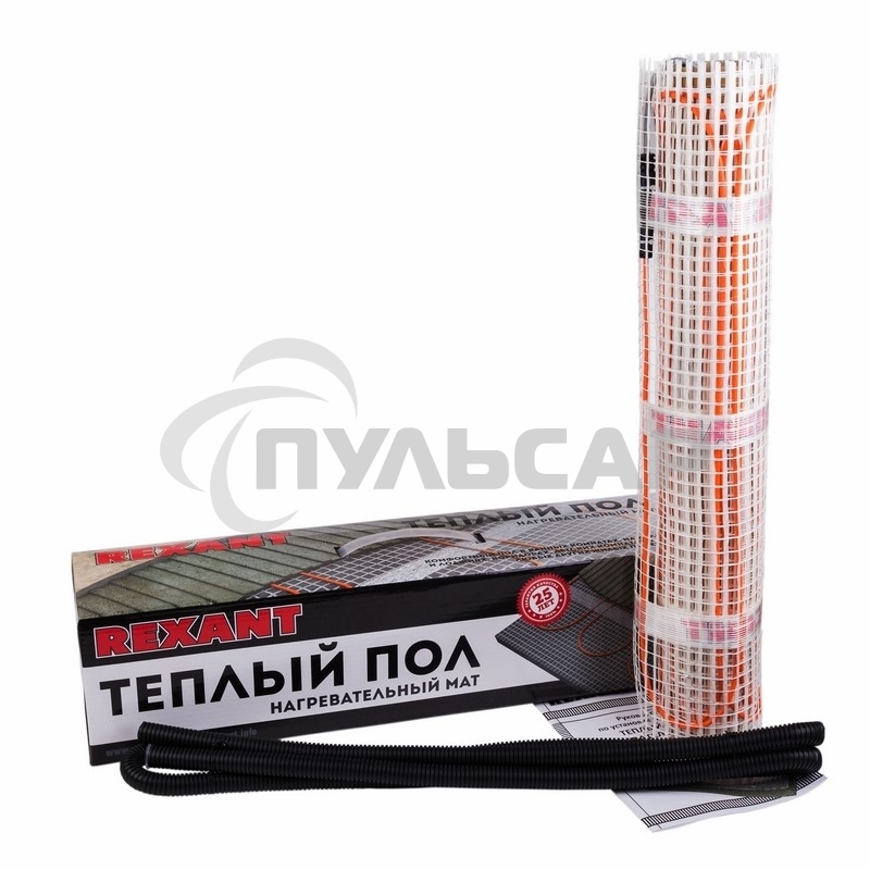 Теплый пол (нагревательный мат) Rexant Extra, площадь 2,0 м2 (0,5 х 4,0 метров), 320Вт, (двух жильный)