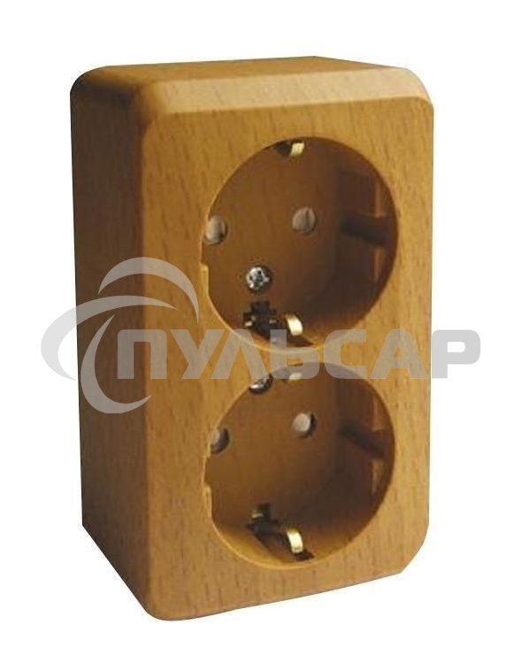 Розетка 2-м ОП Этюд Дача 16А защ. шторки с заземл. бук SchE PA16-008T