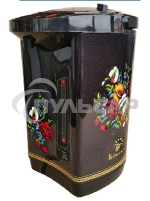 Чайник-термос электрический ВАСИЛИСА ТП5-900(Мощность в режиме кипячения 900Вт. Объем 4,5л. Внутр. емкость из нерж. стали. 3 способа розлива воды. Режим поддержания температуры воды. Защита от перегрева. Функции повторного кипячения и дехлорирования воды.