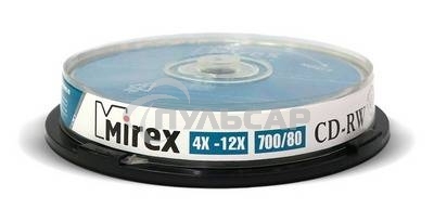 Диск CD-RW Mirex 700 Mb, 12х, Cake Box (10), (10/300)