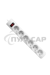 Сетевой фильтр Defender DFS 151 1,8 м, белый, 6 розеток