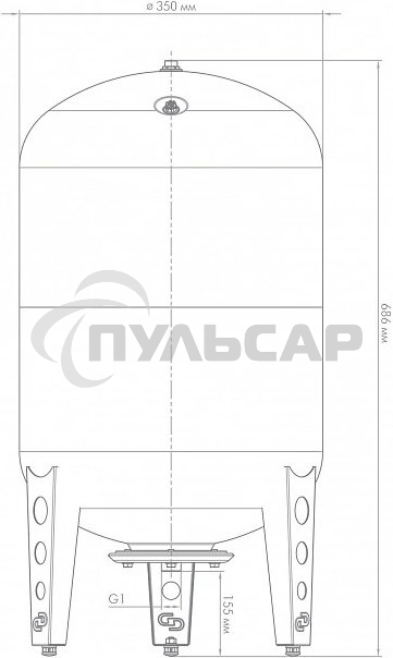 Гидроаккумулятор вертикальный ВП 50 к, комбинированный фланец