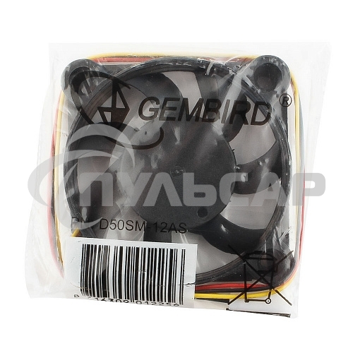 Вентилятор для корпуса Gembird D50SM-12AS черный 50мм 4500rpm 24db 3-pin 827