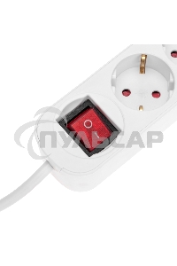 Удлинитель STANDARD 3 гнезда, 3м, 3х1,0мм², с/з, с выключателем, 2 USB, белый Rexant