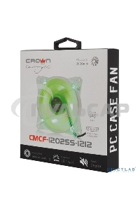 Вентилятор для корпуса Crown CMCF-12025S-1212 прозрачный/зеленый, 120 мм, 1650 об/мин, 28 дБ, 3 pin