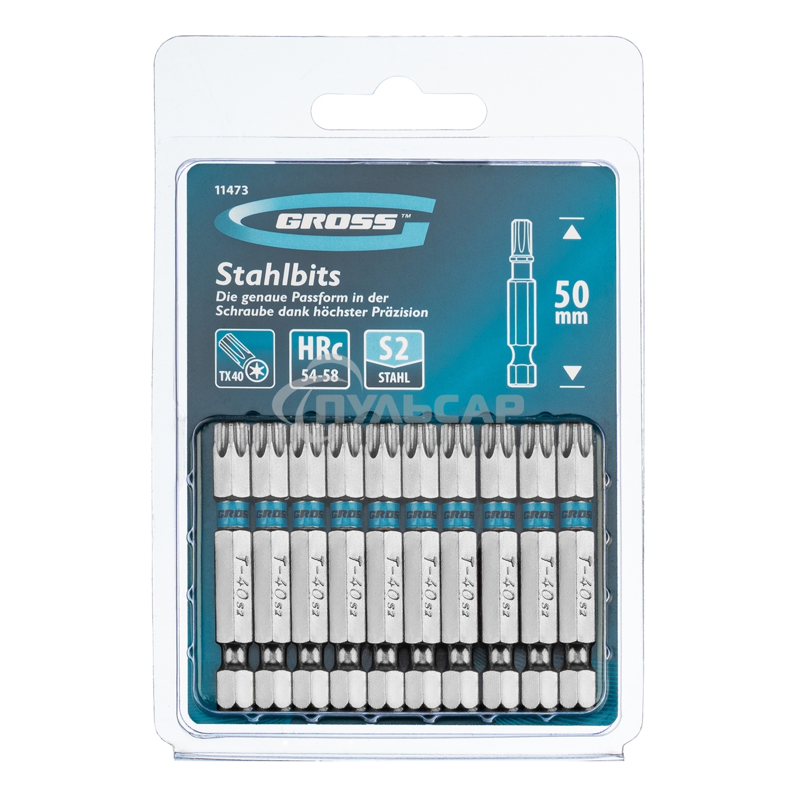 Набор бит TORX 40х50, сталь S2, 10 шт. Gross