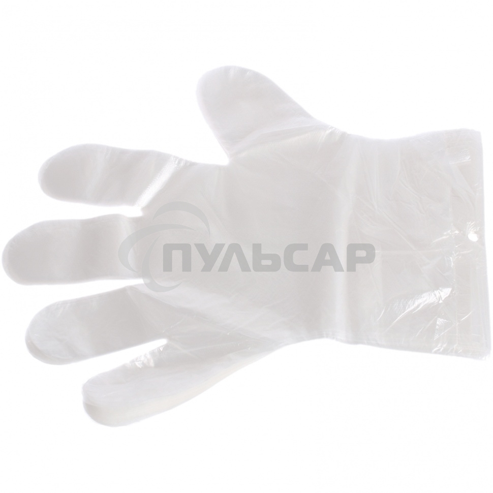 Перчатки одноразовые полиэтиленовые, прозрачные, 100 шт. (50 пар), L Россия