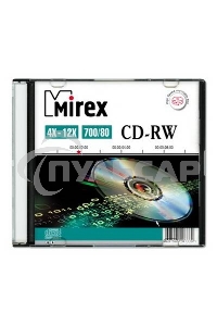Диск CD-RW Mirex 700 Mb, 12х, Slim Case (1), (1/200)