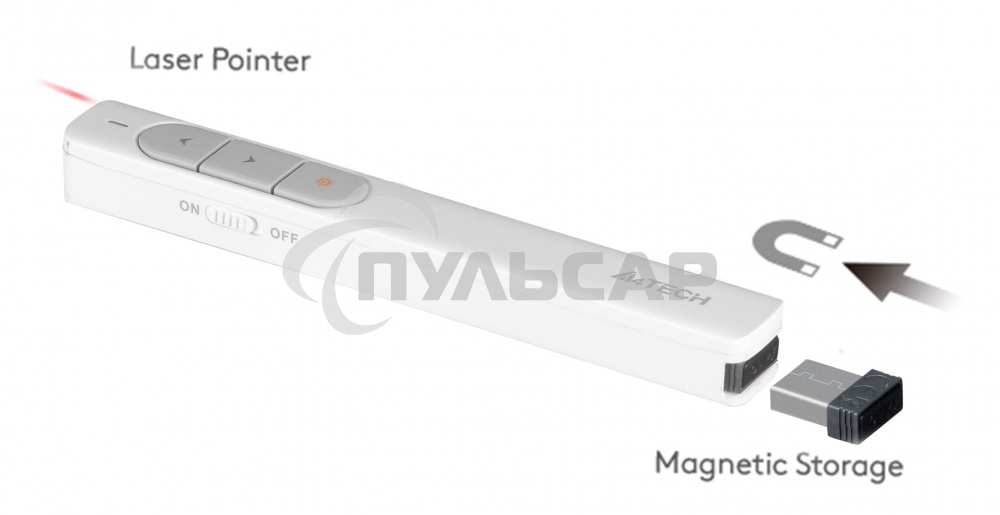 Презентер беспроводной A4Tech LP15 белый, радиоканал, USB, кнопки - 3