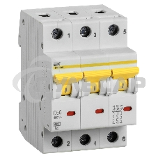 Выключатель автоматический трехполюсный ВА47-60M 3Р 50А 6кА С MVA31-3-050-C IEK
