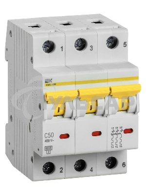 Выключатель автоматический трехполюсный ВА47-60M 3Р 50А 6кА С MVA31-3-050-C IEK