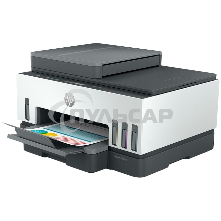 МФУ струйное HP Smart Tank 750 AiO, А4, цветной, печ. до 15/9 стр/мин., скан. до 8 стр/мин., 4800x1200 dpi (печ.), 1200x1200 dpi (скан.), Bluetooth, USB, Wi-Fi