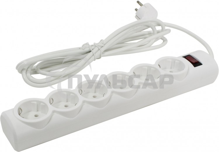 Сетевой фильтр Defender DFS 153 3 м, белый, 6 розеток