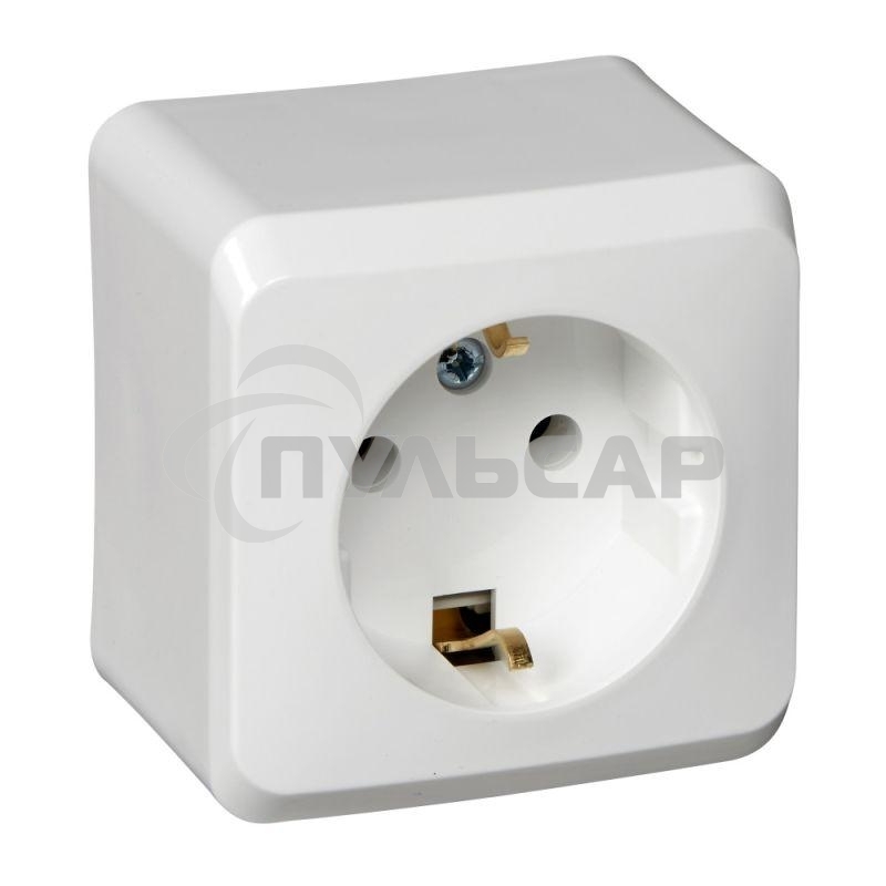 Розетка 1-м ОП Этюд 16А с заземл. белый  SchE PA16-003B