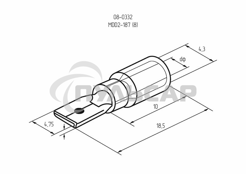 Клемма плоская изолированная штекер 4.8 мм 1.5-2.5 мм² (РПи-п 2.5-(4.8)/РПИп 2-5) синяя Rexant