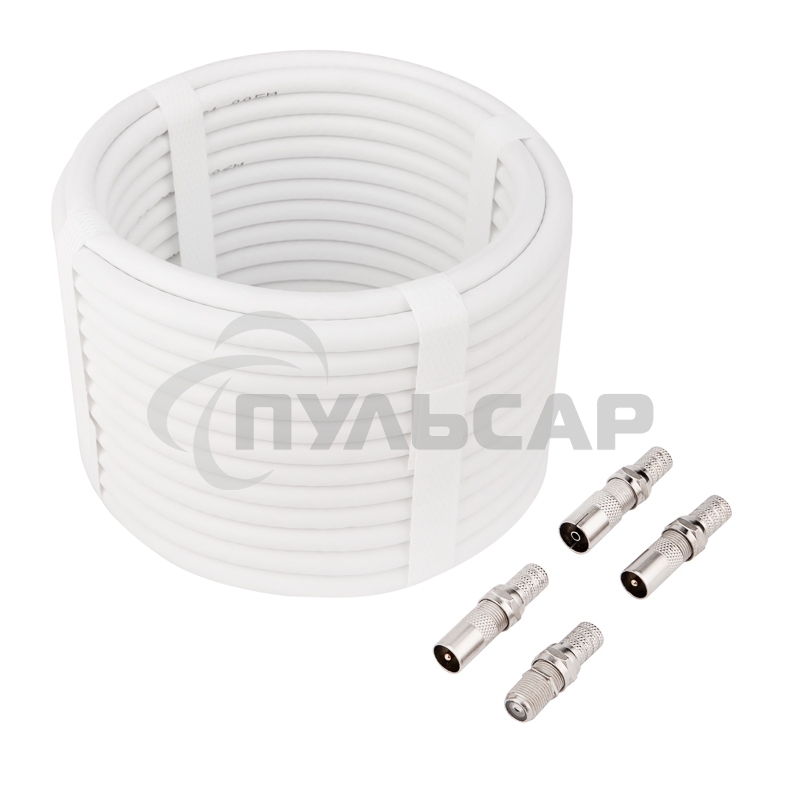 Набор с антенным телевизионным удлинителем для ТВ длиной 10 метров с F-разъемами и ТВ-переходниками Rexant