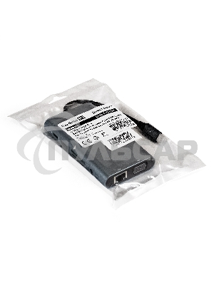 Док-станция ExeGate EX293985RUS DUB-31C/MAX (кабель-адаптер USB Type-C --> 3xUSB3.0 + Card Reader + PD 100W + HDMI 4K@30Hz + VGA + Audio + Lan RJ45 10/100/1000Mb, Plug&Play, серый)