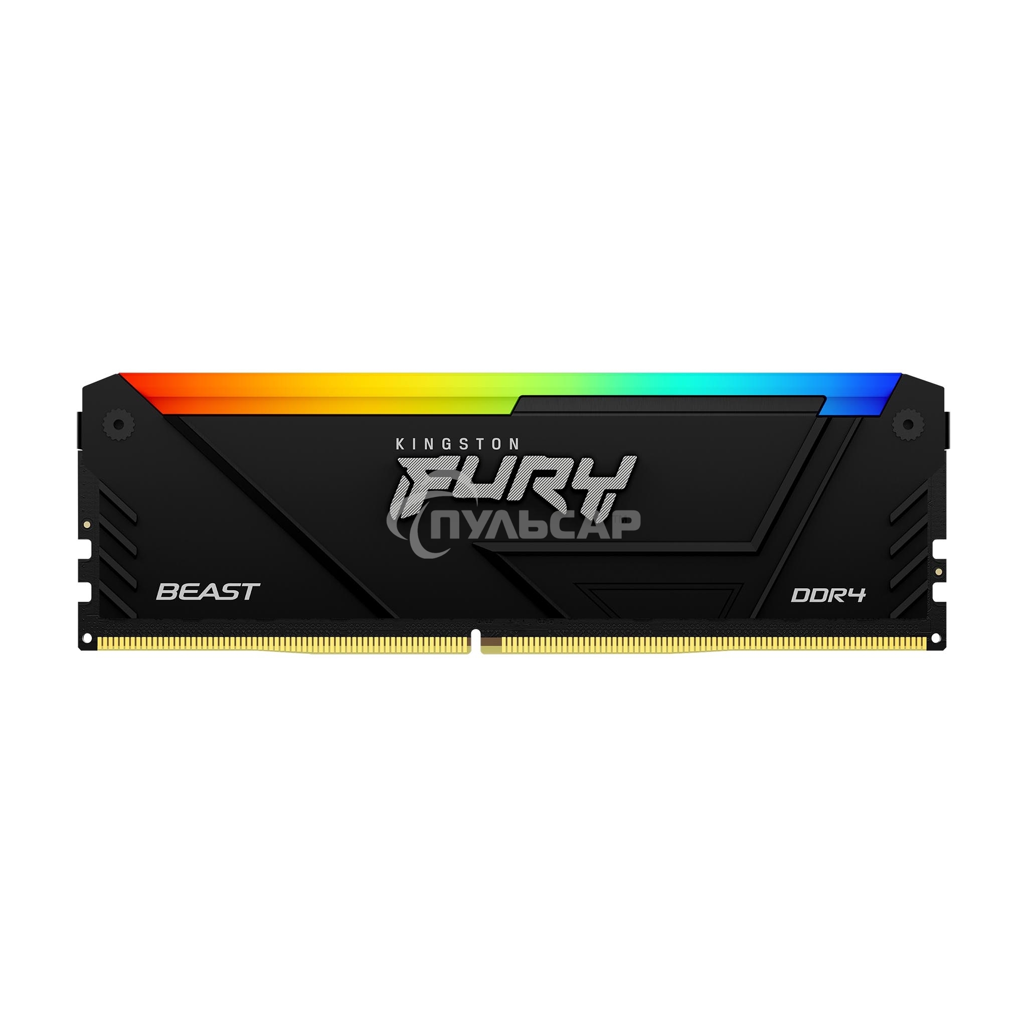 Оперативная память Kingston Fury Beast, DDR4, 16Gb (1x16Gb), 3200MHz, CL16, DIMM, с радиатором, RGB, черный