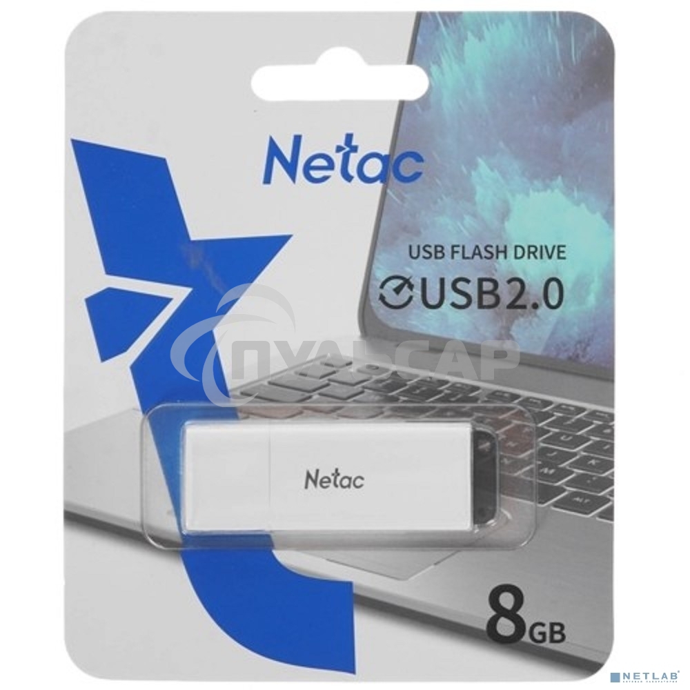 Флешка USB Netac U185 8 Gb <NT03U185N-008G-20WH>, USB 2.0, с колпачком, пластиковая белая
