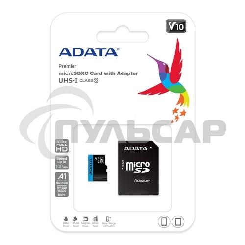 Флеш карта microSD 256Gb ADATA microSDHC Class 10 UHS-I A1 100/25 MB/s (SD адаптер)