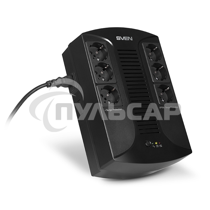 Источник бесперебойного питания SVEN UP-L1000E 1000VA/500W (6 розеток: 3х UPS/сетевой фильтр+3 x сетевой фильтр)