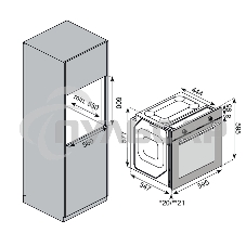 Встраиваемый духовой шкаф Kuppersberg HF 608 BX 80 л, High-Tech, 6 режимов, паровая очистка, черный, нерж. сталь