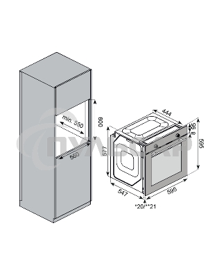 Встраиваемый духовой шкаф Kuppersberg HF 608 BX 80 л, High-Tech, 6 режимов, паровая очистка, черный, нерж. сталь