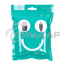 Кабель USB 2.0 HOCO X13, AM/microBM, черный, 1м