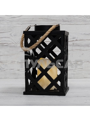 Декоративный фонарь Neon-night на солнечной батарее 14х14х24 см, черный плетеный корпус, теплый белый цвет свечения