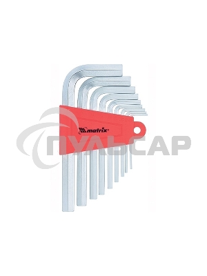 Набор ключей имбусовых Matrix HEX, 1,5–10 мм, CrV, 9 шт., короткие, сатин.