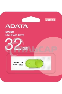 Флешка USB ADATA UV320 (AUV320-32G-RWHGN), 32 Gb, USB 3.2, R/W 100/30, белый/зеленый