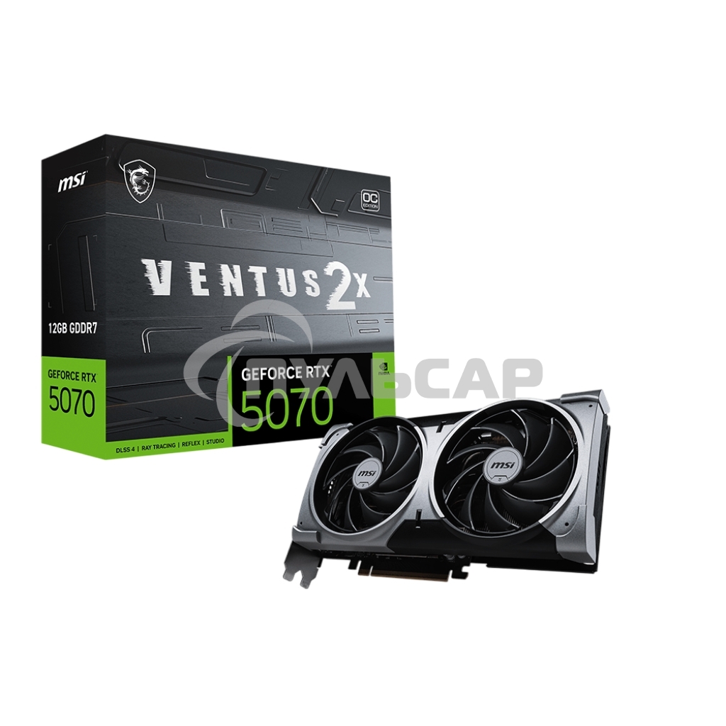 Видеокарта MSI RTX 5070 12G VENTUS 2X OC RTX 5070 PCI-E 5.0 GDDR7 2542/28000 HDMIx1 DPx3 HDCP Ret