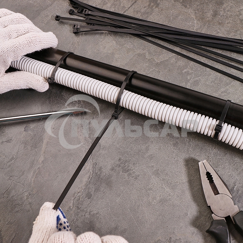 Хомут-стяжка кабельная нейлоновая Rexant 350 x4,8 мм, черная, упаковка 100 шт.