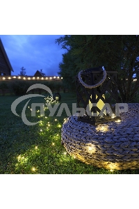 Декоративный фонарь Neon-night на солнечной батарее 14х14х24 см, черный плетеный корпус, теплый белый цвет свечения