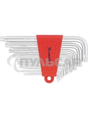 Набор ключей имбусовых Matrix TORX, 9 шт., T10-T50, CrV, короткие, сатин.